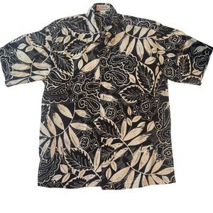 2004 Paradise Island Men's Large Hawaiian Tropical 100% Cotton Button Down Shirt